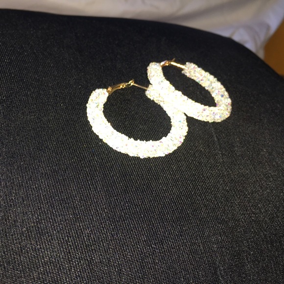 Gorgeous Crystal Druzy Hoop Earrings - Picture 4 of 8